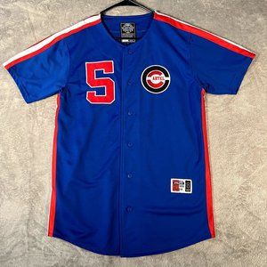 Bleecker and Mercer Baseball Jersey Men's Medium Blue Button Down Shirt